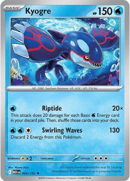 Kyogre 034/132 (ME01: Mega Evolution)  - Holofoil | Good Games Morley