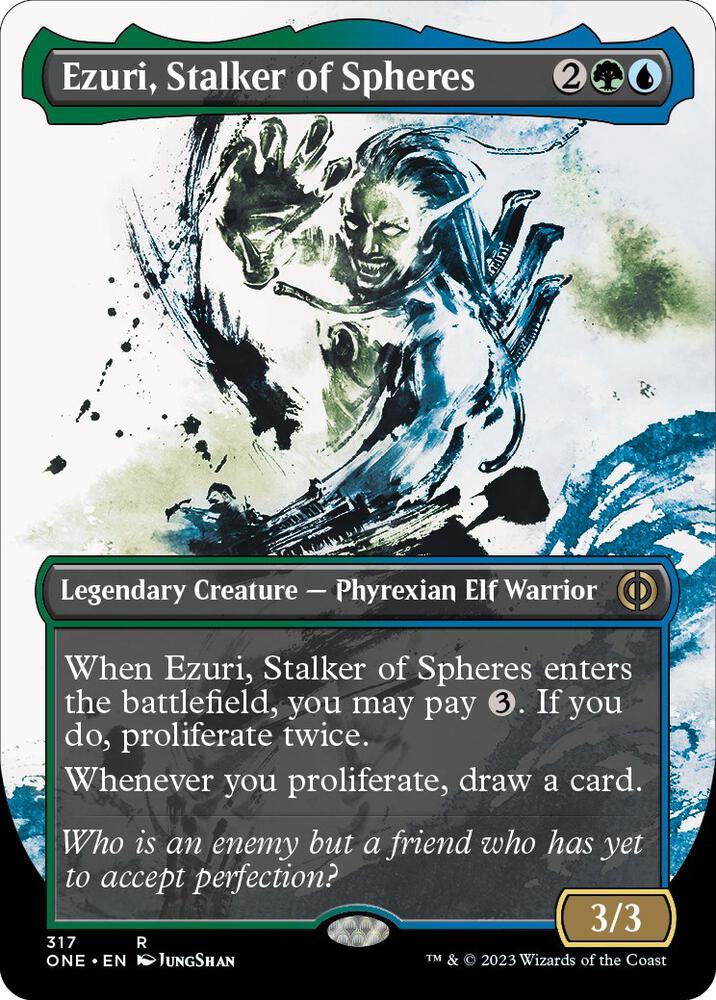 Ezuri, Stalker of Spheres 317/271 (Phyrexia: All Will Be One)  - Borderless Foil | Good Games Morley