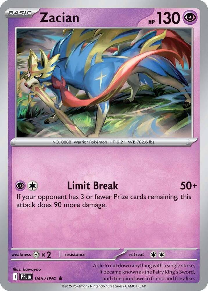 Zacian 045/094 (ME02: Phantasmal Flames)  - Holofoil | Good Games Morley