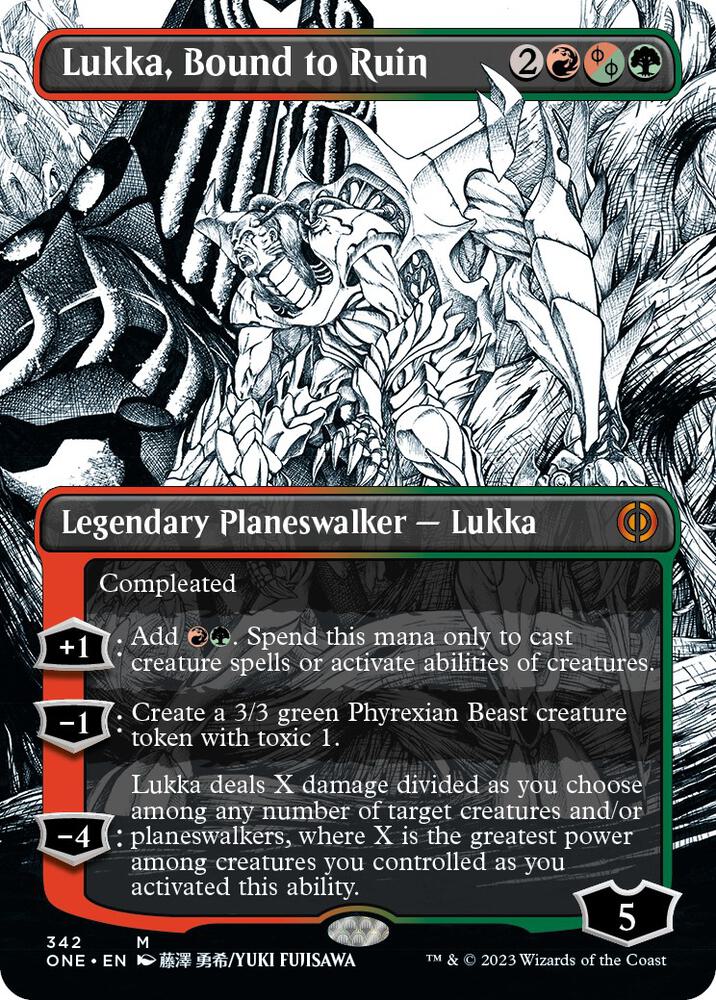Lukka, Bound to Ruin 342 (Phyrexia: All Will Be One)  - Borderless | Good Games Morley