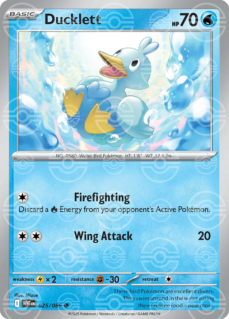 Ducklett 025/086 (SV: White Flare)  - Poke Ball Holofoil | Good Games Morley