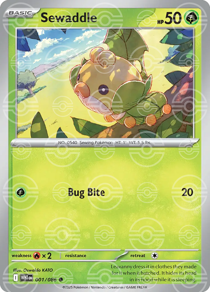 Sewaddle 001/086 (SV: White Flare)  - Poke Ball Holofoil | Good Games Morley