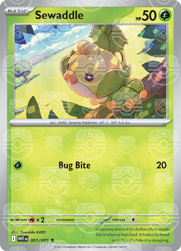 Sewaddle 001/086 (SV: White Flare)  - Master Ball Holofoil | Good Games Morley