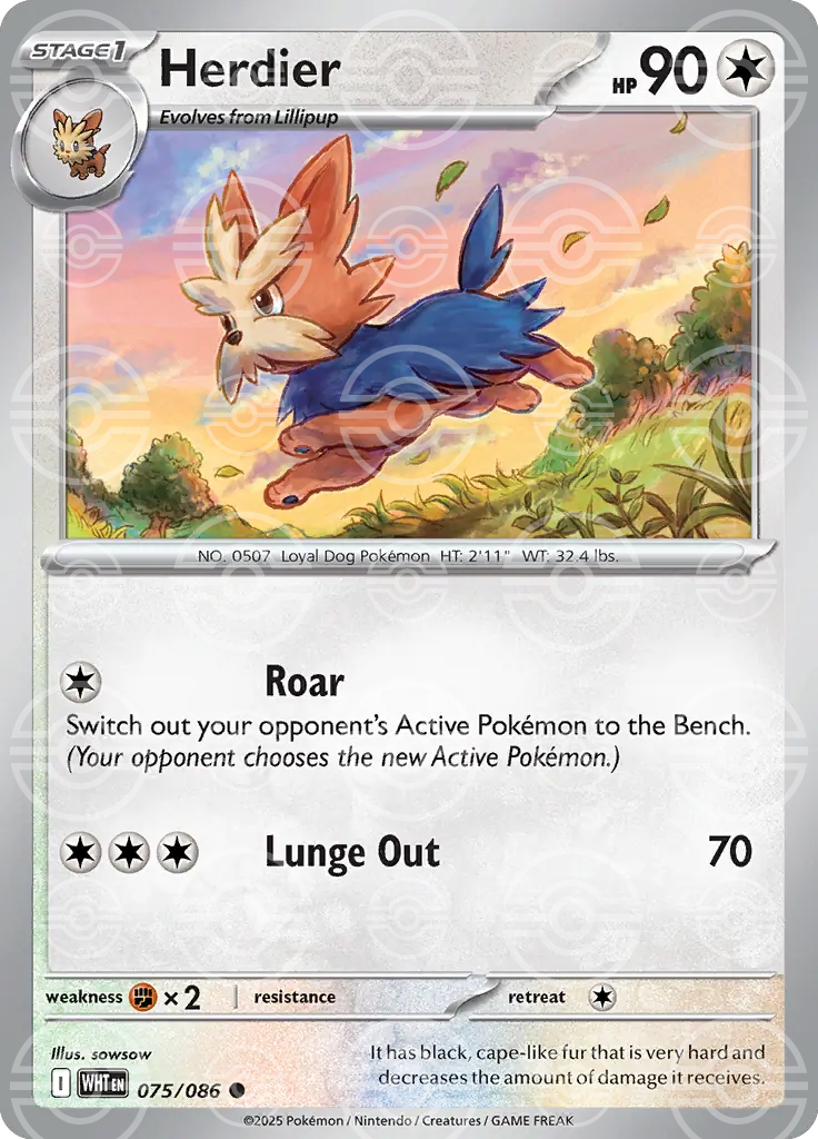 Herdier 075/086 (SV: White Flare)  - Poke Ball Holofoil | Good Games Morley