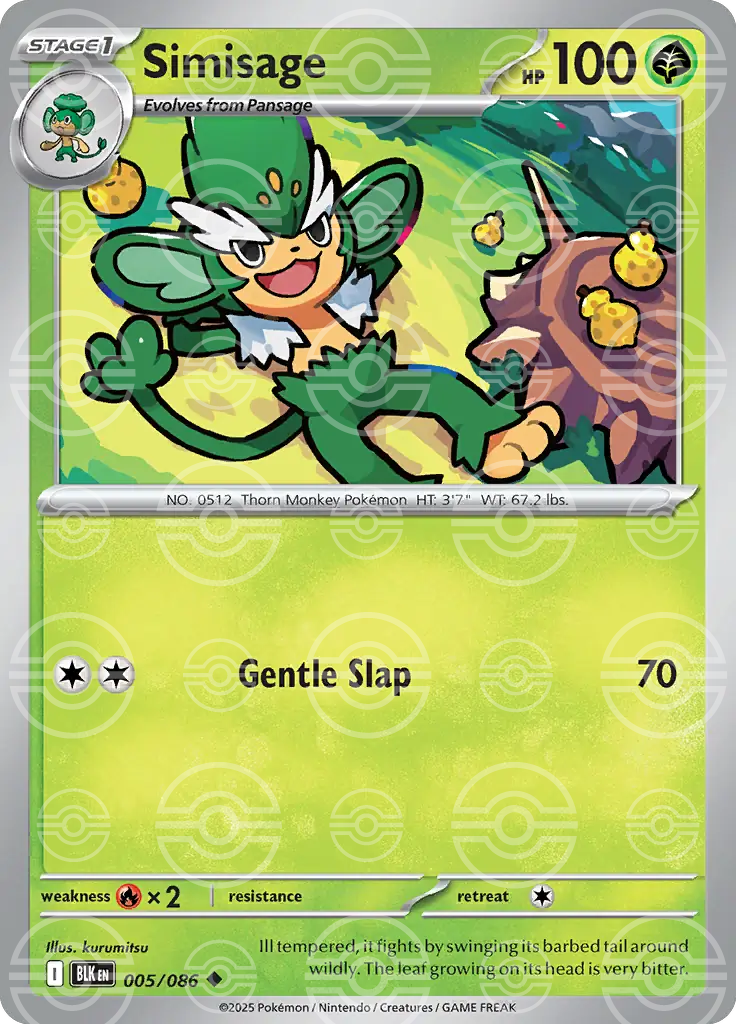 Simisage 005/086 (SV: Black Bolt)  - Poke Ball Holofoil | Good Games Morley