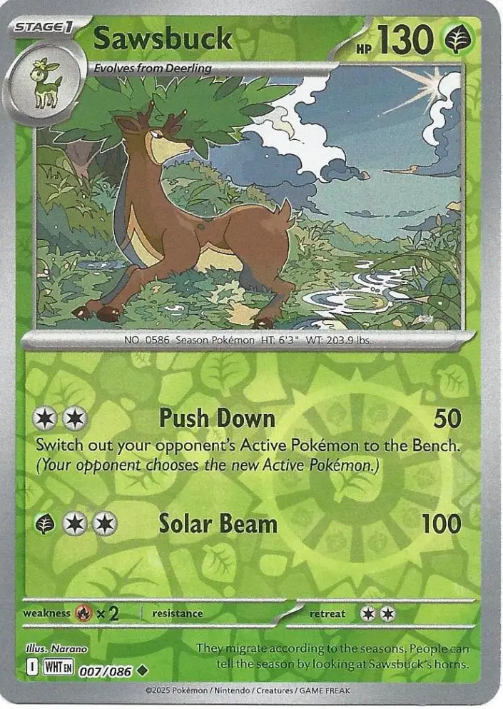 Sawsbuck 007/086 (SV: White Flare)  - Reverse Holofoil | Good Games Morley