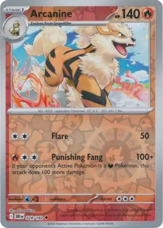 Arcanine 028/182 (SV10: Destined Rivals)  - Reverse Holofoil | Good Games Morley