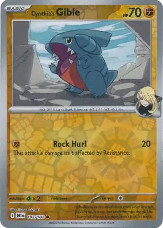 Cynthia's Gible 102/182 (SV10: Destined Rivals)  - Reverse Holofoil | Good Games Morley