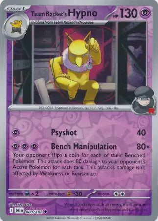 Team Rocket's Hypno 080/182 (SV10: Destined Rivals)  - Reverse Holofoil | Good Games Morley