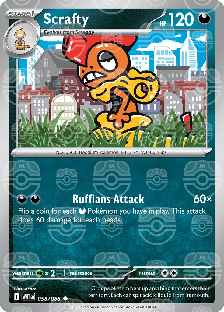 Scrafty 058/086 (SV: White Flare)  - Master Ball Holofoil | Good Games Morley
