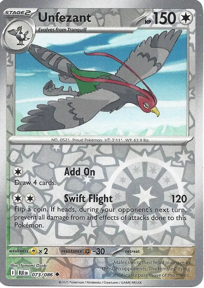 Unfezant 073/086 (SV: Black Bolt)  - Reverse Holofoil | Good Games Morley