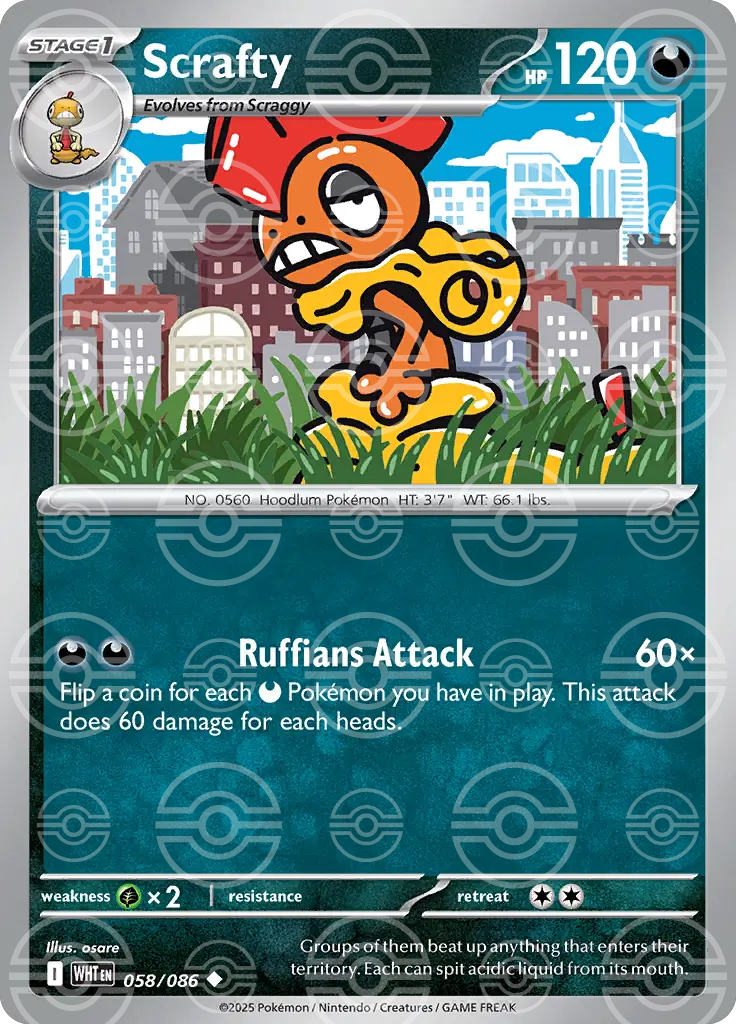 Scrafty 058/086 (SV: White Flare)  - Poke Ball Holofoil | Good Games Morley
