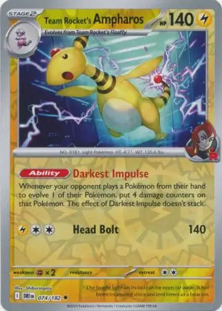 Team Rocket's Ampharos 074/182 (SV10: Destined Rivals)  - Reverse Holofoil | Good Games Morley