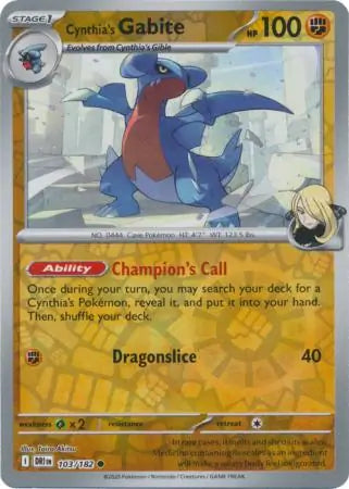 Cynthia's Gabite 103/182 (SV10: Destined Rivals)  - Reverse Holofoil | Good Games Morley