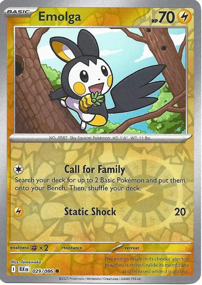 Emolga 029/086 (SV: Black Bolt)  - Reverse Holofoil | Good Games Morley