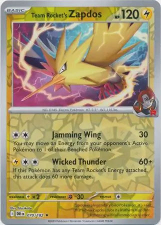 Team Rocket's Zapdos 070/182 (SV10: Destined Rivals)  - Reverse Holofoil | Good Games Morley