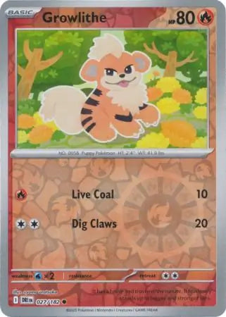 Growlithe 027/182 (SV10: Destined Rivals)  - Reverse Holofoil | Good Games Morley
