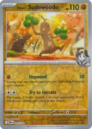 Ethan's Sudowoodo 093/182 (SV10: Destined Rivals)  - Reverse Holofoil | Good Games Morley