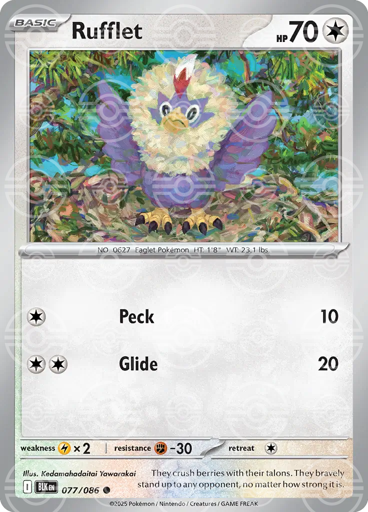 Rufflet 077/086 (SV: Black Bolt)  - Poke Ball Holofoil | Good Games Morley