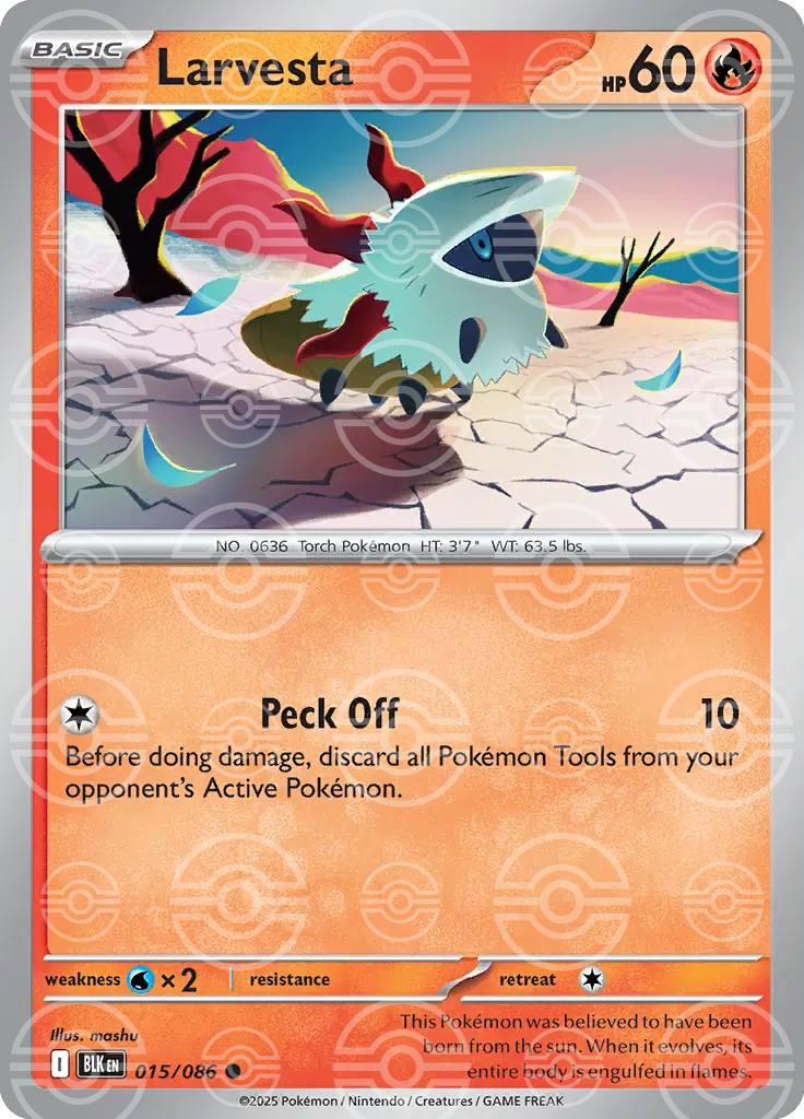 Larvesta 015/086 (SV: Black Bolt)  - Poke Ball Holofoil | Good Games Morley