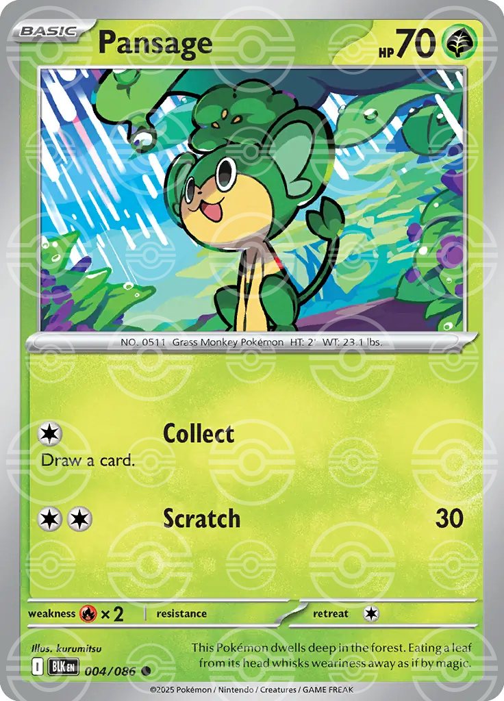 Pansage 004/086 (SV: Black Bolt)  - Poke Ball Holofoil | Good Games Morley