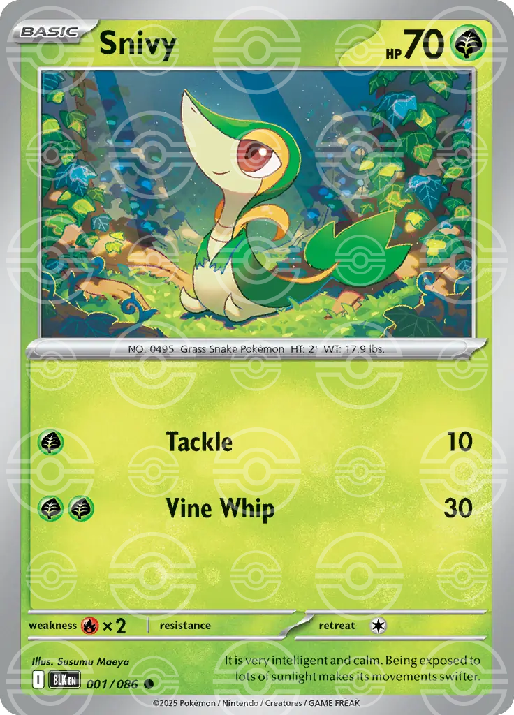 Snivy 001/086 (SV: Black Bolt)  - Poke Ball Holofoil | Good Games Morley