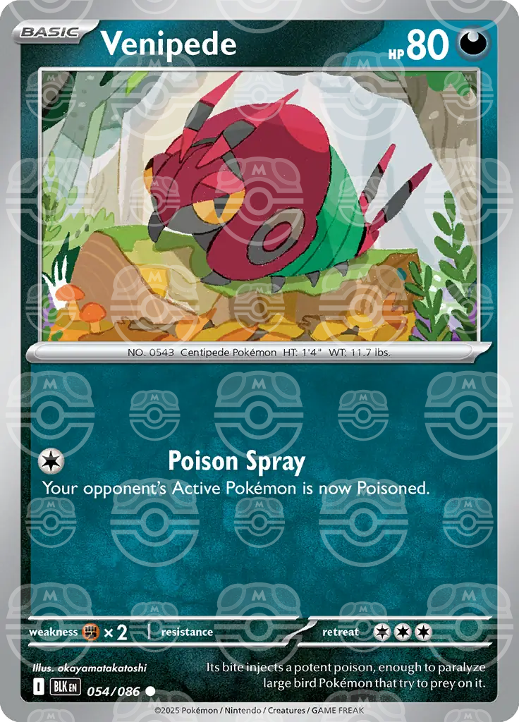 Venipede 054/086 (SV: Black Bolt)  - Master Ball Holofoil | Good Games Morley
