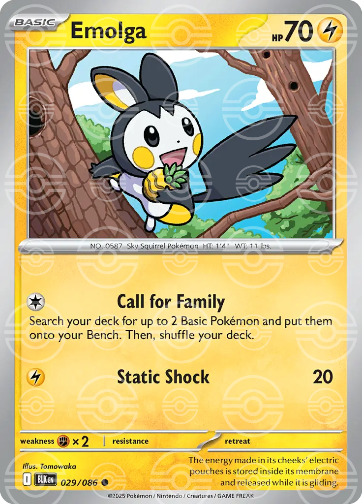 Emolga 029/086 (SV: Black Bolt)  - Poke Ball Holofoil | Good Games Morley