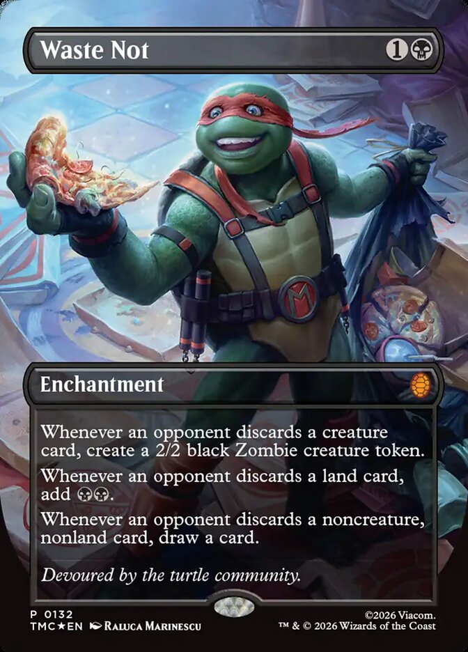 Waste Not Borderless 132 (Commander: Teenage Mutant Ninja Turtles)  - Foil | Good Games Morley