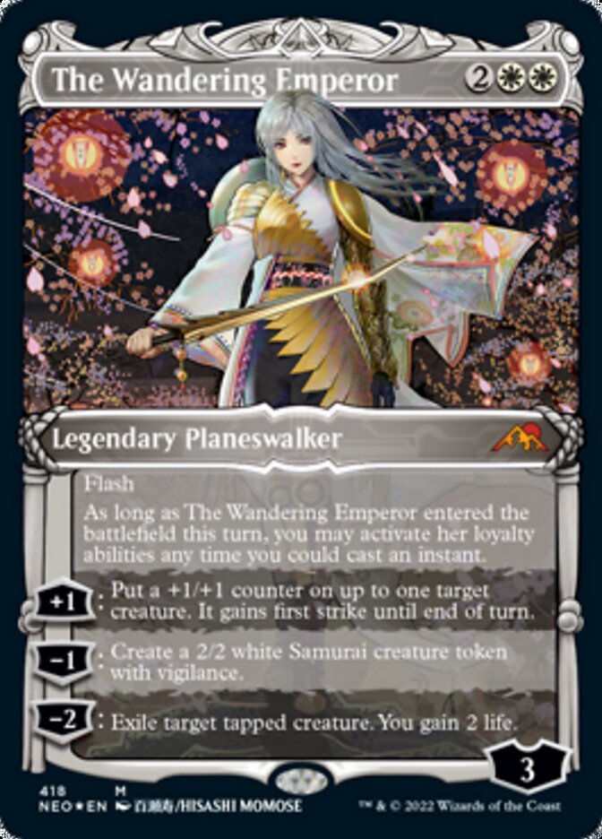 The Wandering Emperor (Showcase) (Foil Etched) [Kamigawa: Neon Dynasty] | Good Games Morley