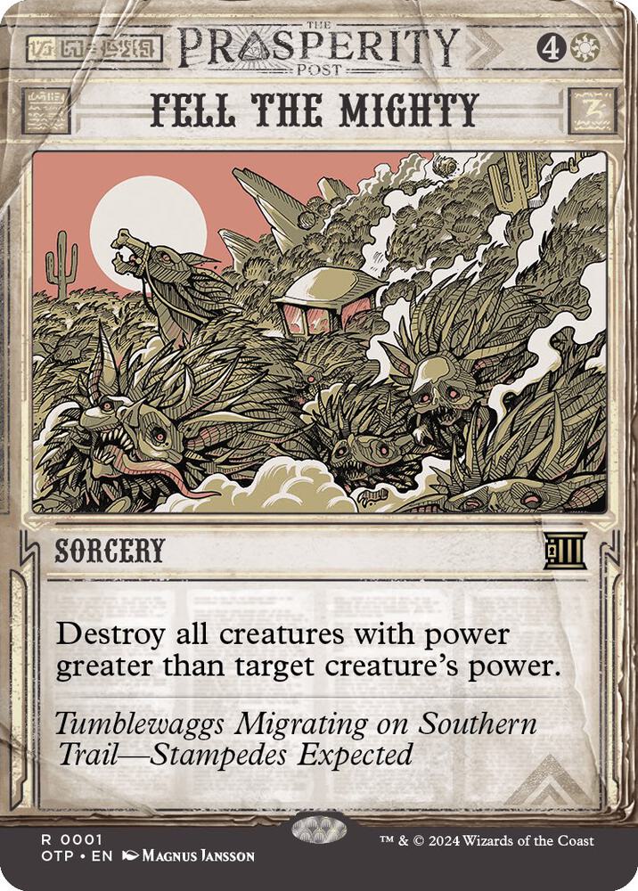 Fell the Mighty 1/65 (Outlaws of Thunder Junction: Breaking News)  - Showcase Foil | Good Games Morley