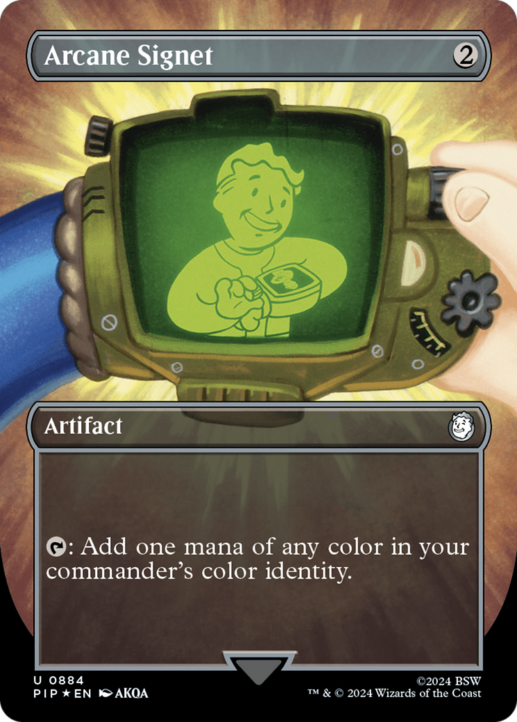 Arcane Signet (Borderless) (Surge Foil) [Fallout] | Good Games Morley