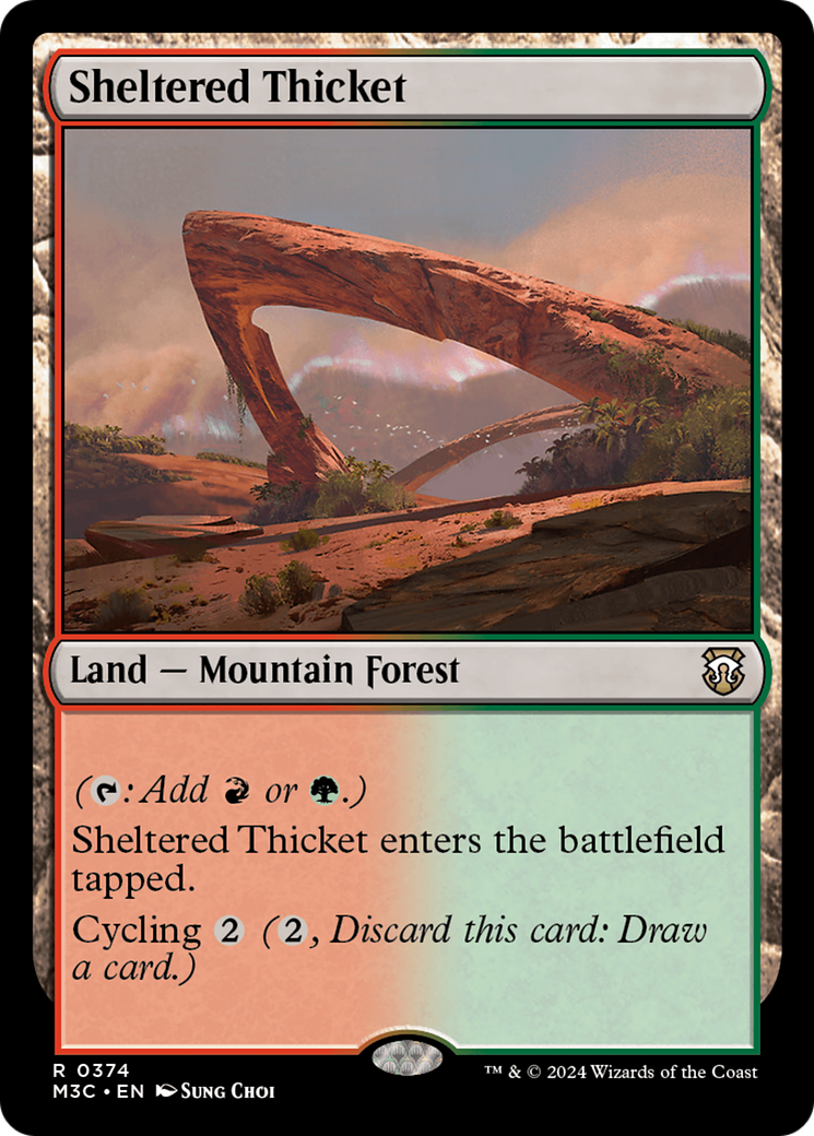 Sheltered Thicket (Ripple Foil) [Modern Horizons 3 Commander] | Good Games Morley