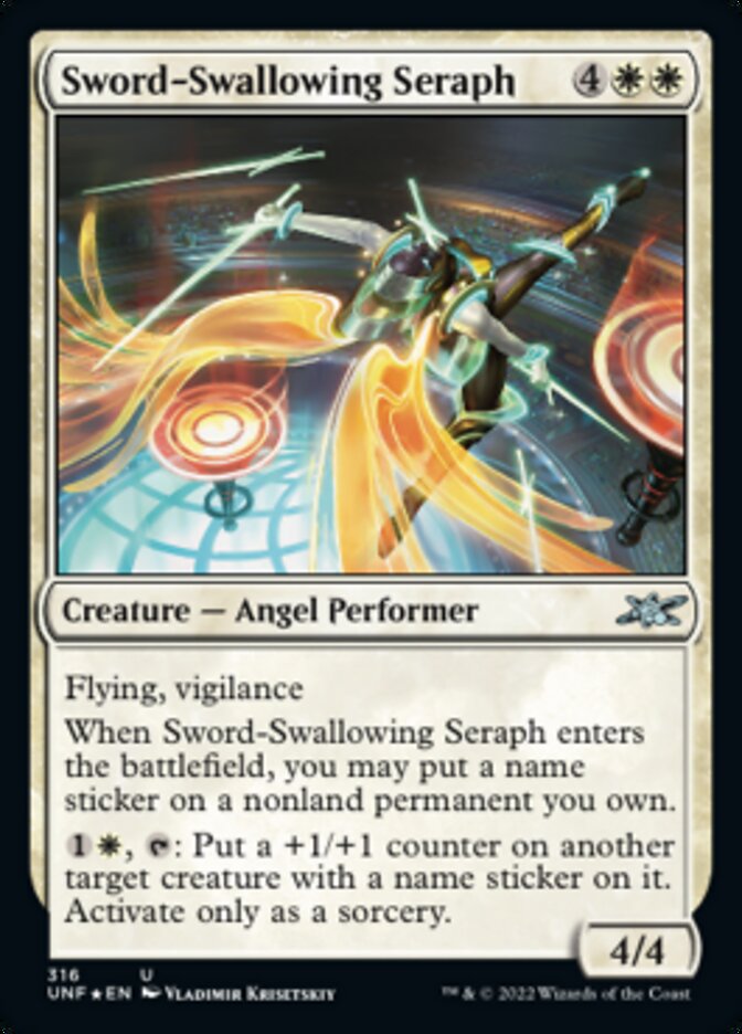 Sword-Swallowing Seraph (Galaxy Foil) [Unfinity] | Good Games Morley