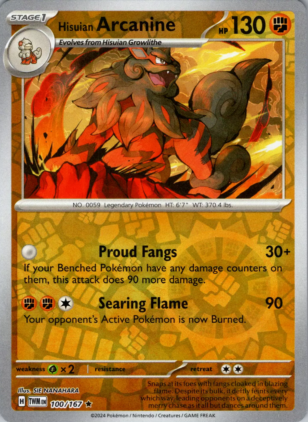 Hisuian Arcanine (100/167) [Scarlet & Violet: Twilight Masquerade] | Good Games Morley