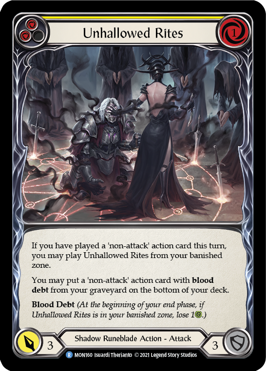 Unhallowed Rites (Yellow) [MON160-RF] (Monarch)  1st Edition Rainbow Foil | Good Games Morley