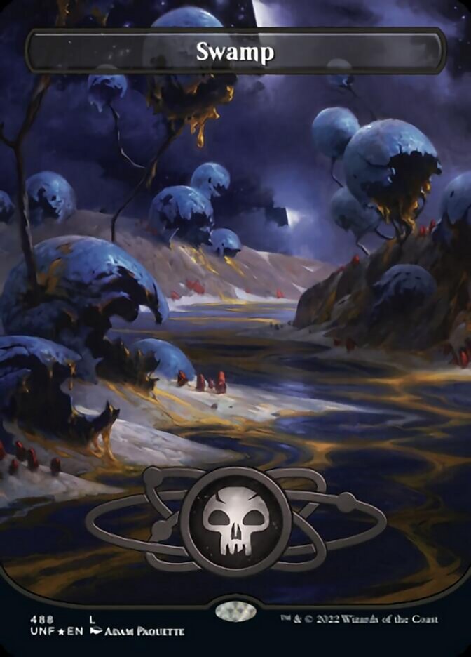 Swamp (488) (Planetary Space-ic Land) (Galaxy Foil) [Unfinity] | Good Games Morley