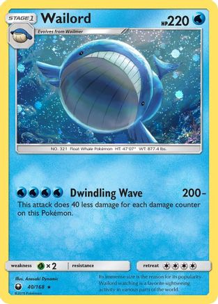 Wailord (40/168) (Cosmos Holo) [Sun & Moon: Celestial Storm] | Good Games Morley