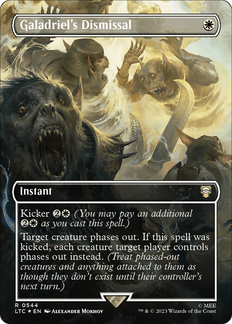 Galadriel's Dismissal (Borderless) (Surge Foil) [The Lord of the Rings: Tales of Middle-Earth Commander] | Good Games Morley