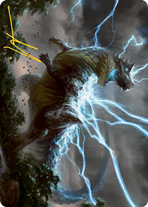 Thrasta, Tempest's Roar Art Card (41) (Gold-Stamped Signature) [Modern Horizons 2 Art Series] | Good Games Morley