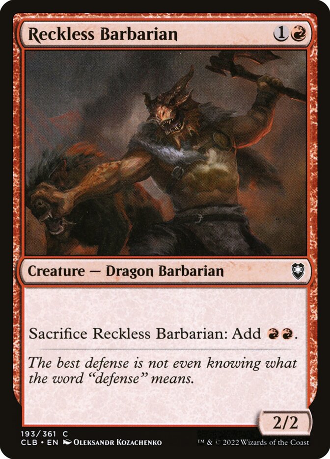 Reckless Barbarian 193 (Commander Legends: Battle for Baldur's Gate)  - Foil | Good Games Morley