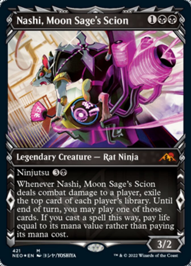 Nashi, Moon Sage's Scion (Showcase) (Foil Etched) [Kamigawa: Neon Dynasty] | Good Games Morley