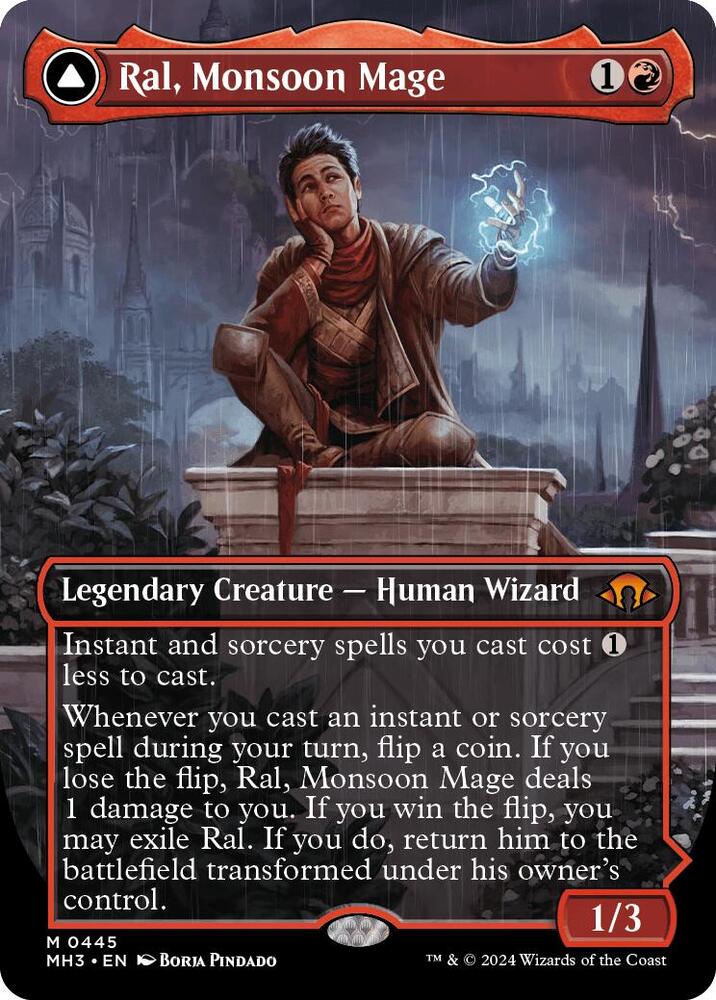 Ral, Monsoon Mage // Ral, Leyline Prodigy 445/319 (Modern Horizons 3)  - Borderless Foil | Good Games Morley