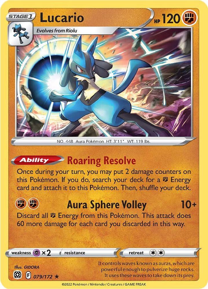 Lucario 079/172 (SWSH09: Brilliant Stars)  - Holofoil | Good Games Morley