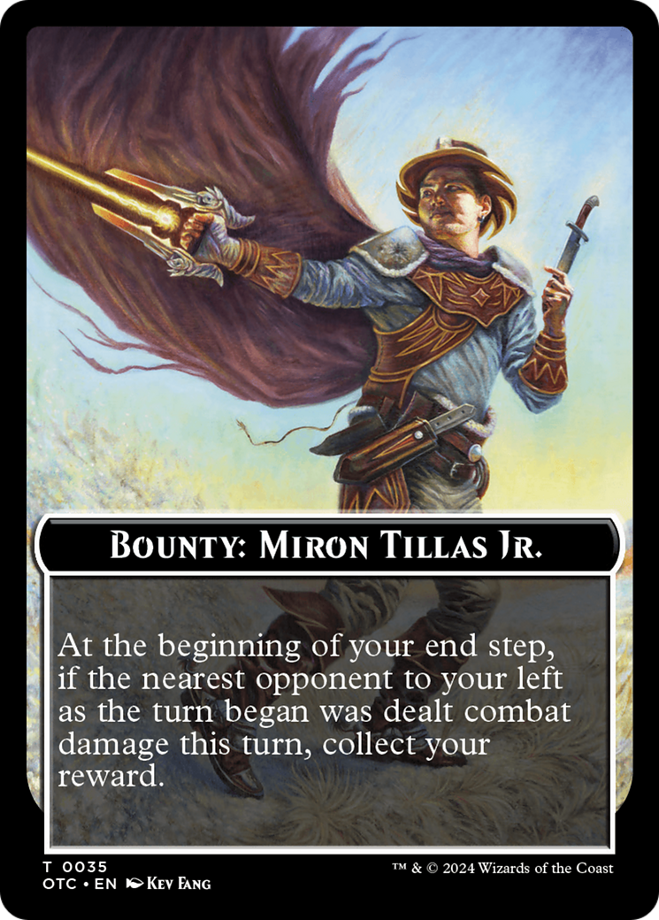 Bounty: Miron Tillas Jr. // Bounty Rules Double-Sided Token [Outlaws of Thunder Junction Commander Tokens] | Good Games Morley