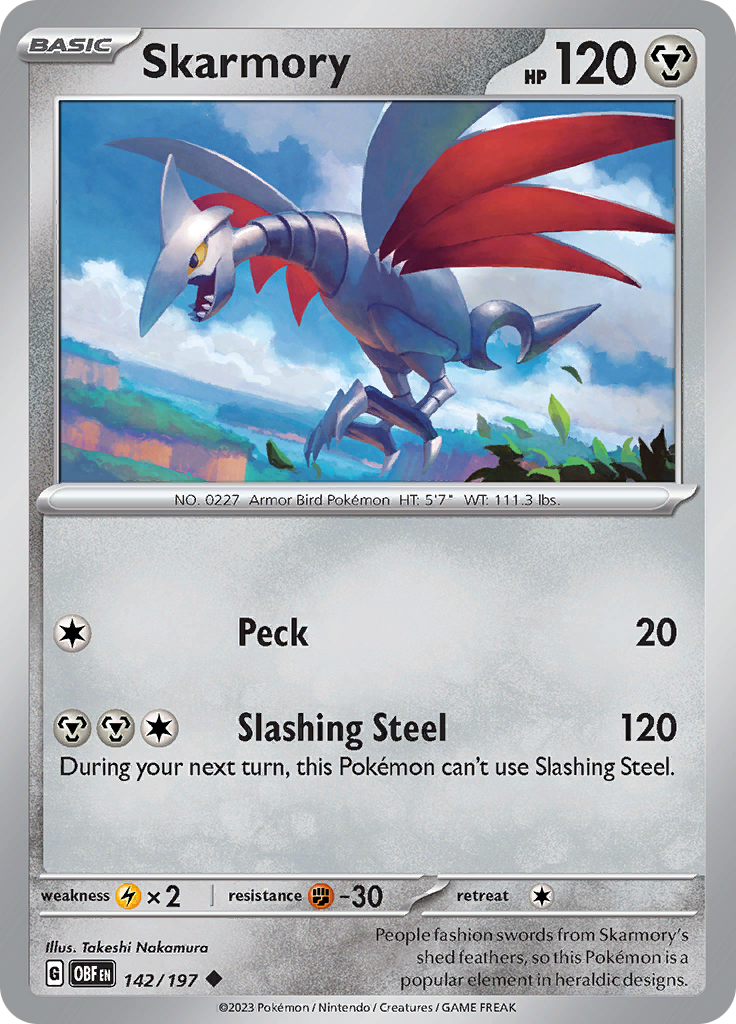 Skarmory (142/197) [Scarlet & Violet: Obsidian Flames] | Good Games Morley