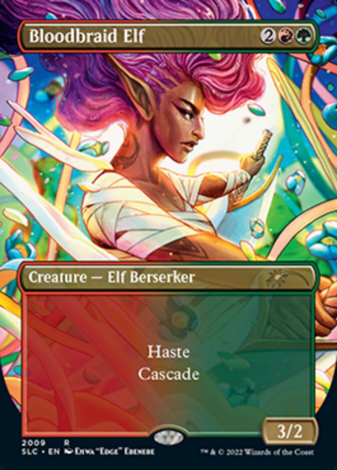 Bloodbraid Elf (Borderless Alternate Art) [Secret Lair Countdown Kit] | Good Games Morley