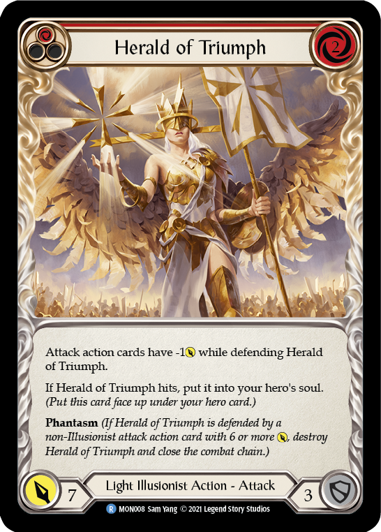 Herald of Triumph (Red) [MON008-RF] (Monarch)  1st Edition Rainbow Foil | Good Games Morley