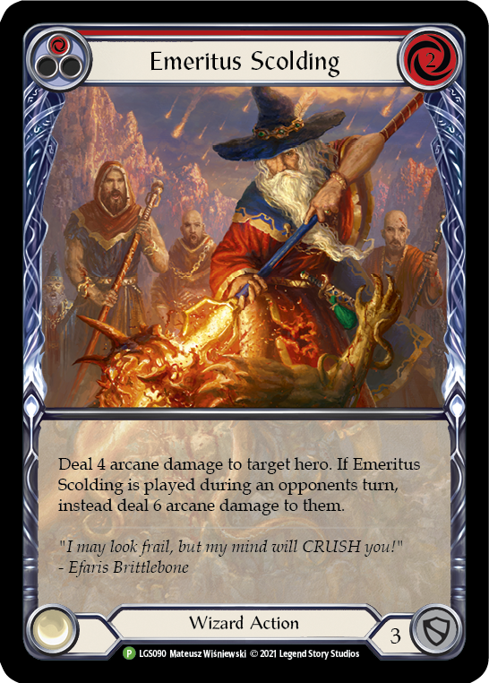 Emeritus Scolding (Red Extended Art) [LGS090] (Promo)  Rainbow Foil | Good Games Morley