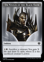 Clue // Ob Nixilis of the Black Oath Emblem Double-Sided Token [Commander Masters Tokens] | Good Games Morley